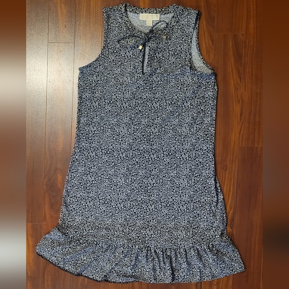 Michael Kors Floral Sleeveless Ruffle Hem Dress